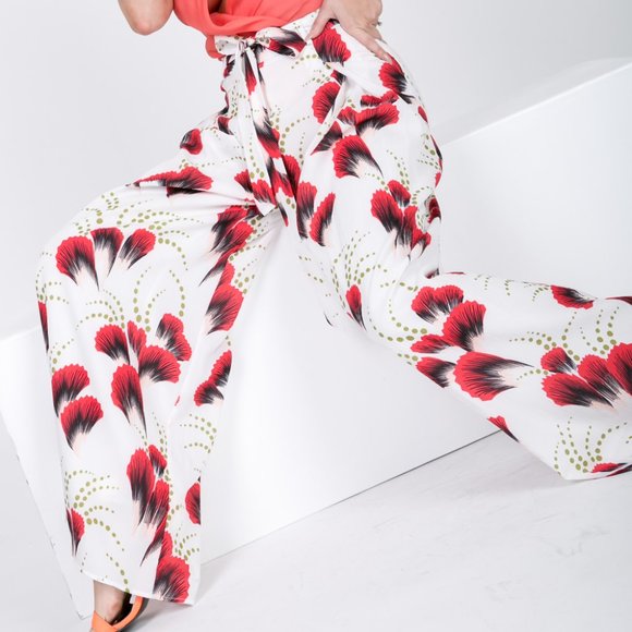 Wide-Leg Floral Print Pants SMALL - Picture 2 of 7